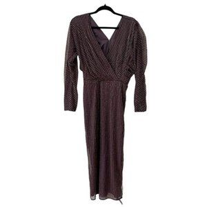 Asos?Design Mauve Surplice Beaded Midi Dress With Back Cutout